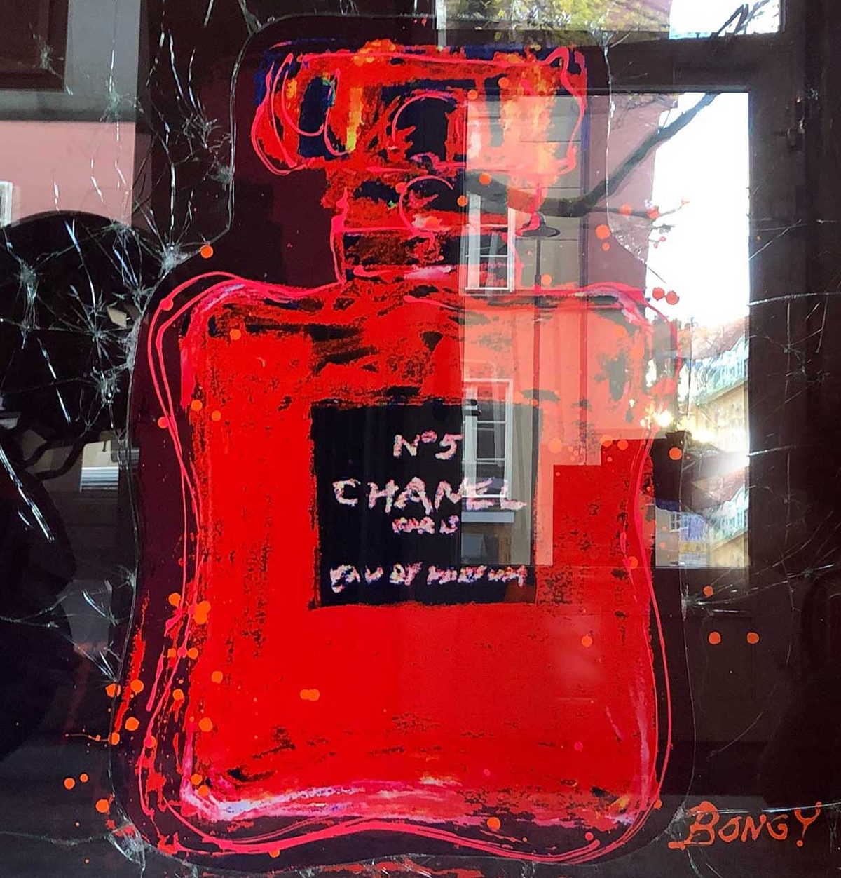 Chanel-inramad-1x1m-krossat-glas