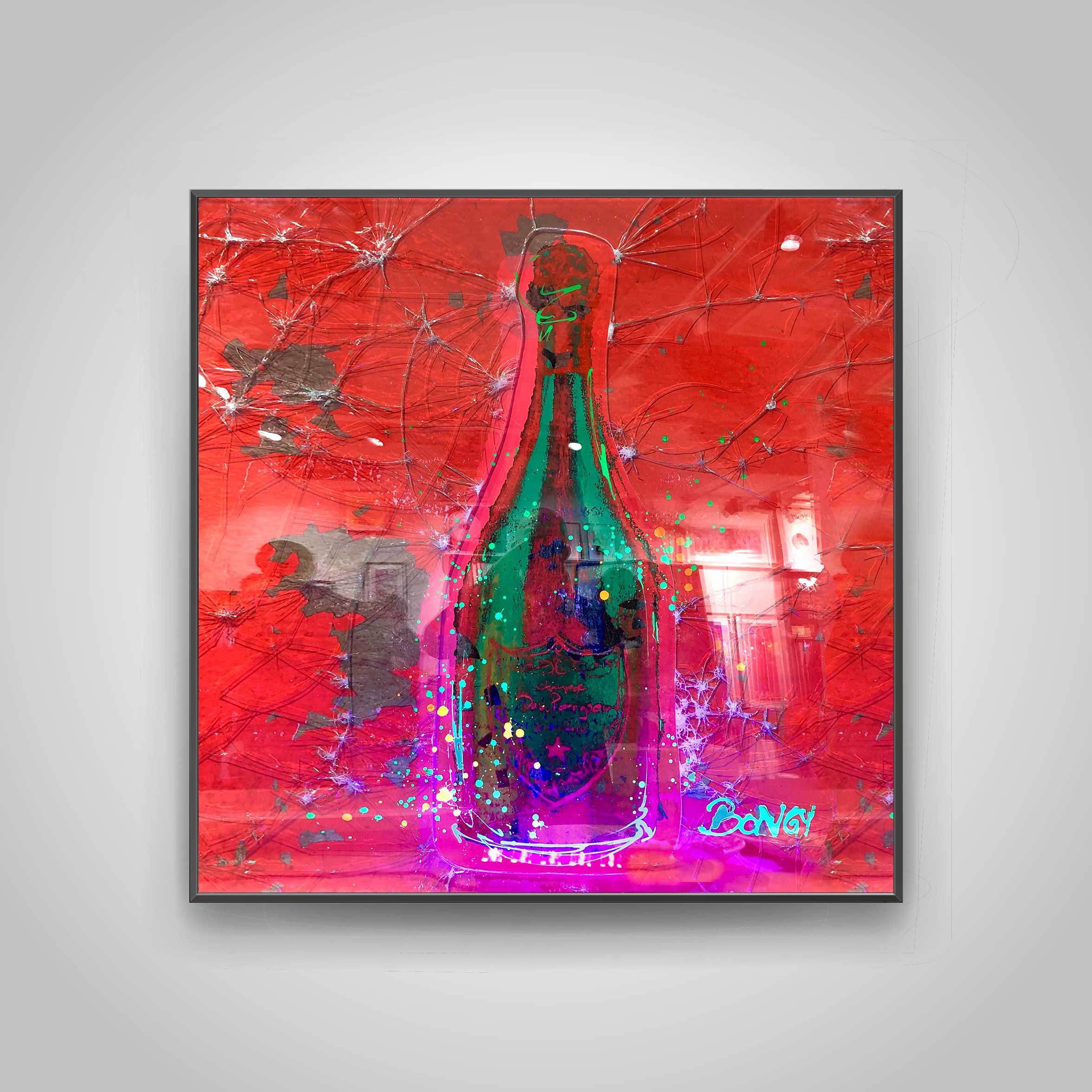 Dom-Perignon-inramad-1x1m-krossat-glas